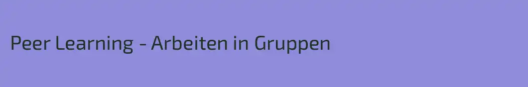 Peer Learning - Arbeiten in Gruppen 